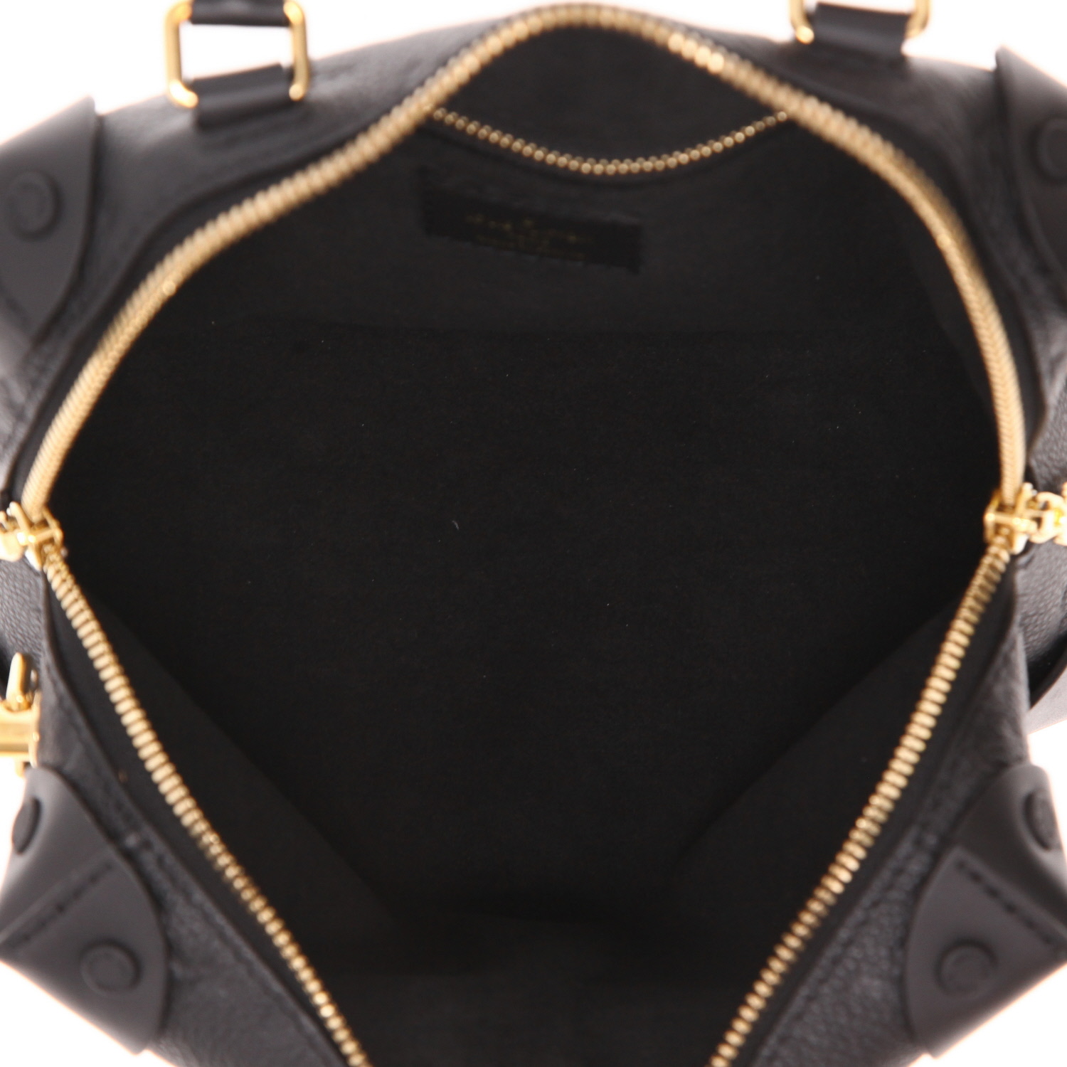 Louis Vuitton  Petite Malle Souple shoulder bag  in black empreinte monogram leather  and black leather - Detail D3