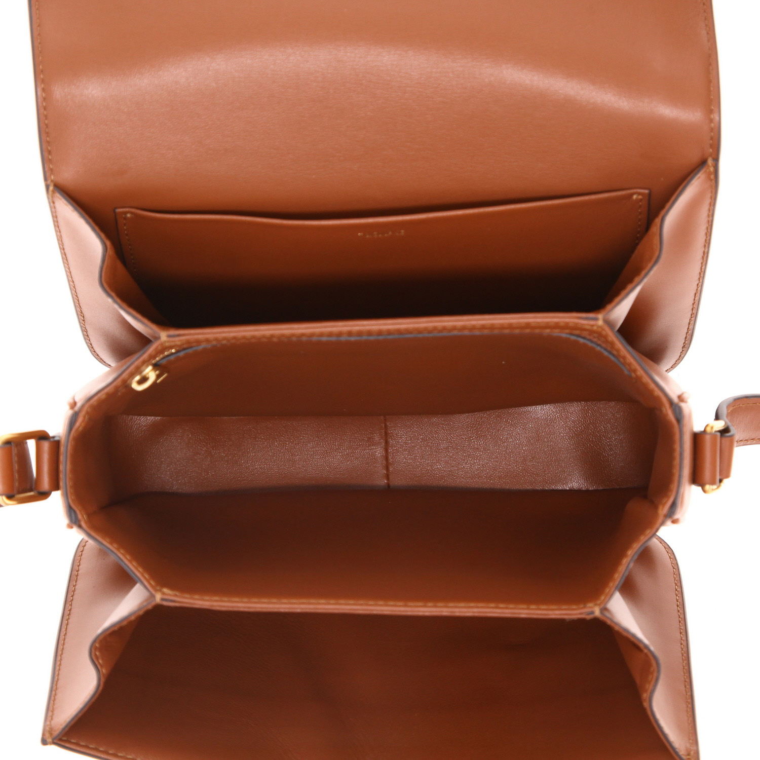 Borsa a tracolla Celine  Triomphe in tela beige e pelle marrone - Detail D3