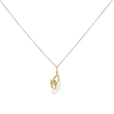 Ciondolo Mikimoto  in oro giallo e perle coltivate Akoya