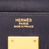 Borsa Hermès  Kelly 32 cm in pelle box blu marino e tela beige - Detail D2 thumbnail