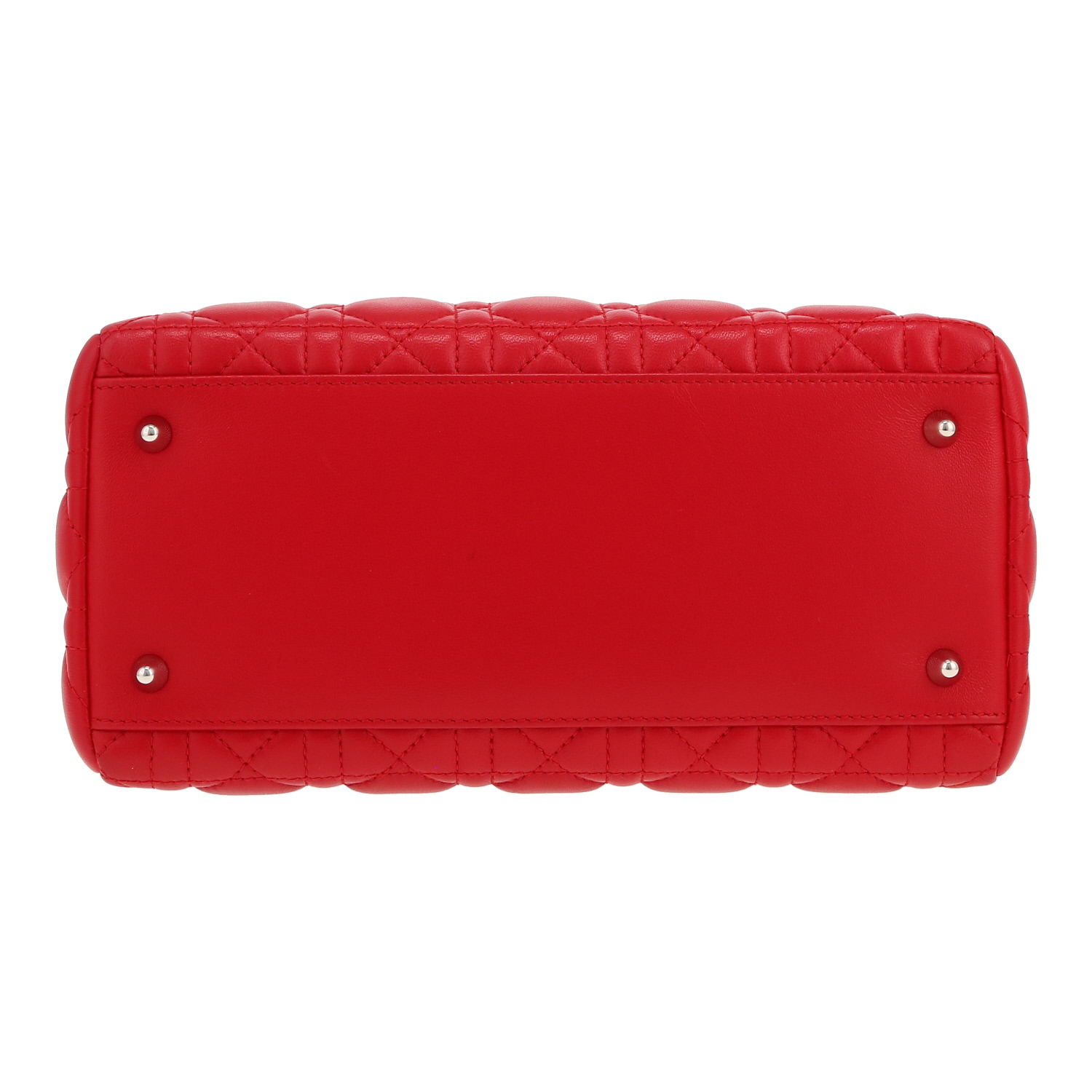 Dior  Lady Dior medium model  handbag  in red leather cannage - Detail D1