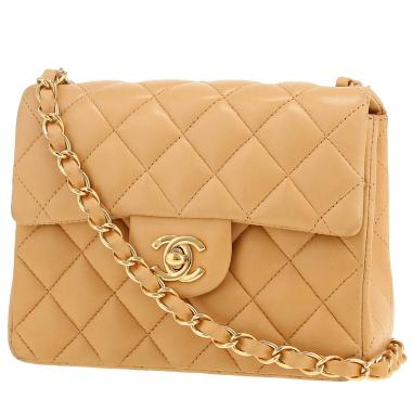 Bolso de mano Chanel  Mini Carré en cuero acolchado beige