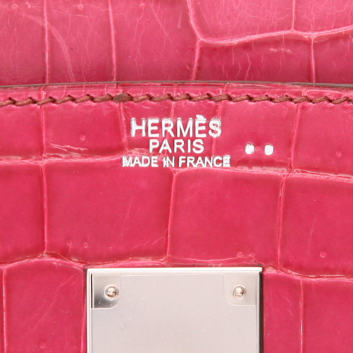 Bolso de mano Hermès  Birkin 30 cm en cocodrilo niloticus Rose Sheherazade - Detail D2