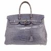 Bolso de mano Hermès  Birkin 35 cm en cocodrilo porosus azul - 360 thumbnail