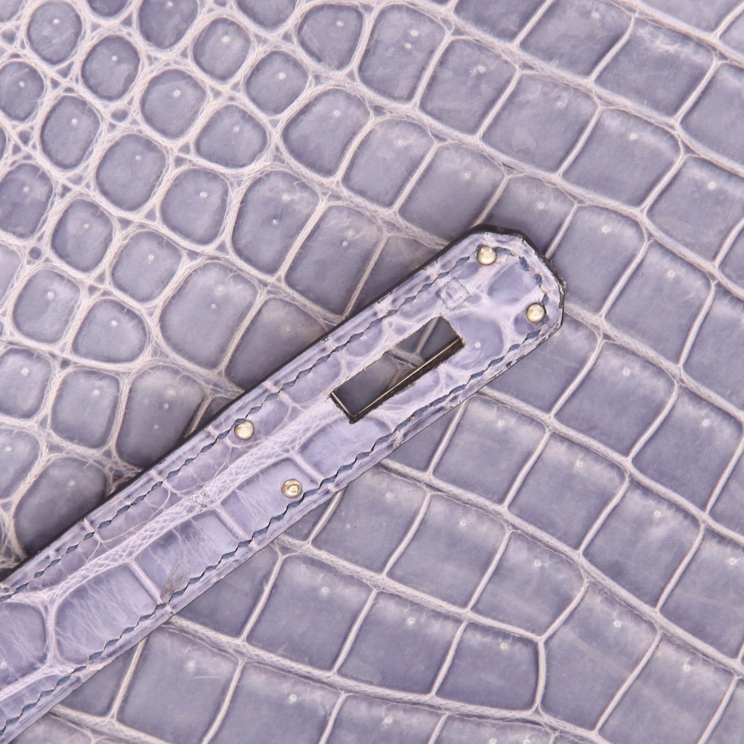 Hermès  Birkin 35 cm handbag  in blue jean porosus crocodile - Detail D4