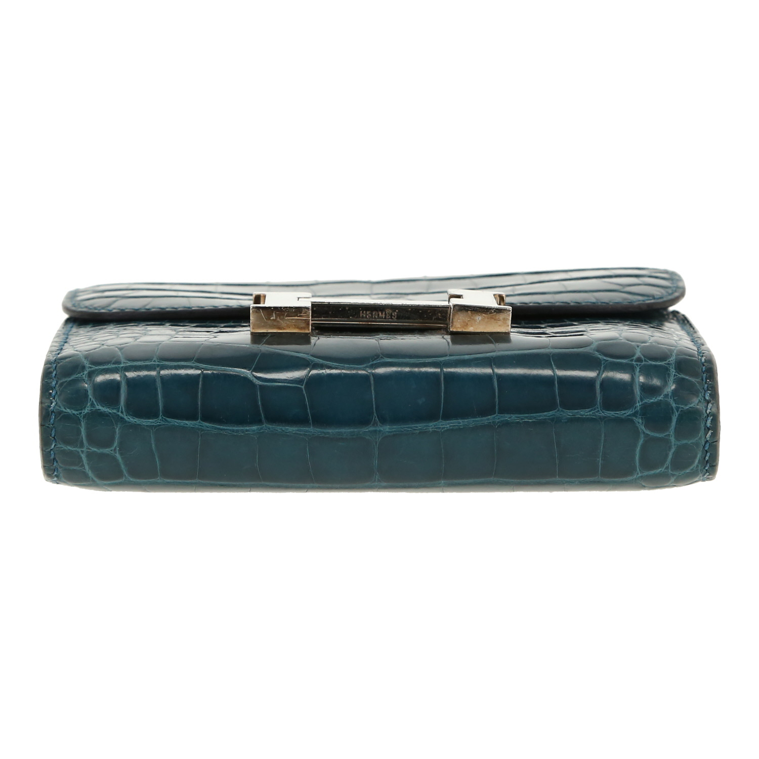 Portefeuille Hermès  Constance Wallet en alligator bleu - Detail D1