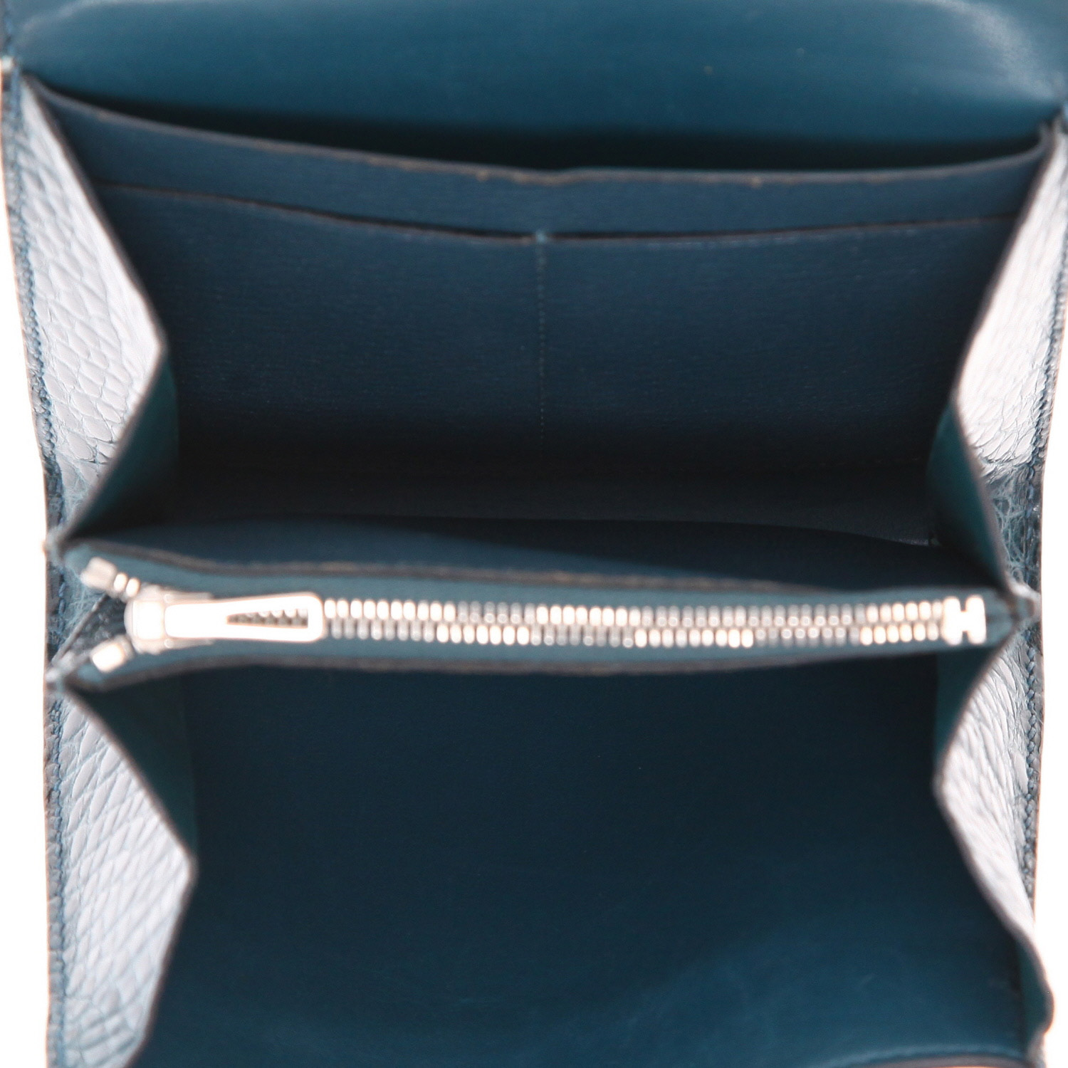 Billetera Hermès  Constance Wallet en aligátor azul - Detail D3