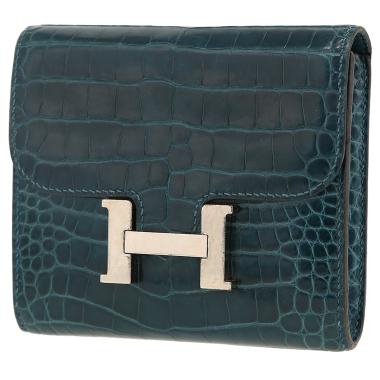 Portafogli Hermès  Constance Wallet in alligatore blu