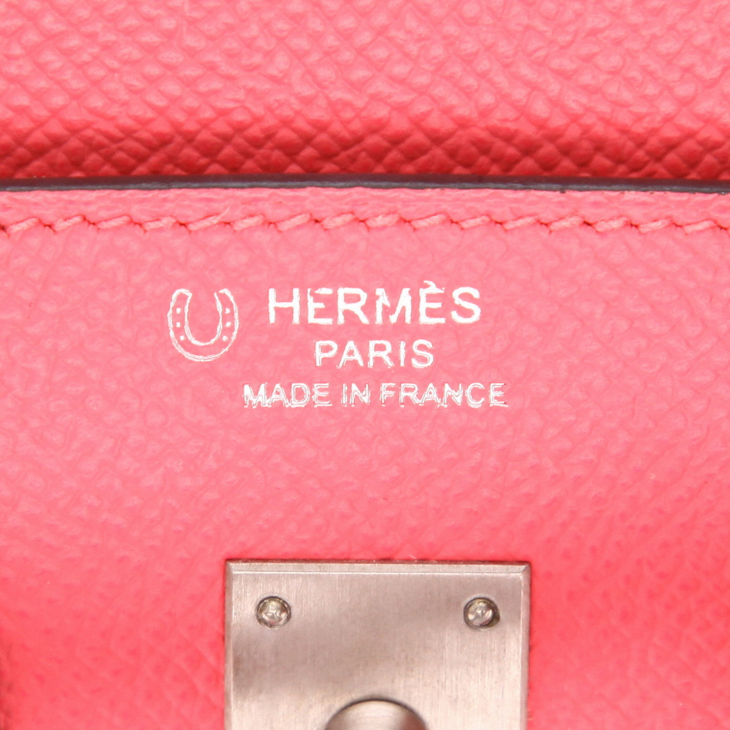 Sac à main Hermès  Birkin 25 cm en cuir epsom bicolore rose Azalée et Beige Marfa - Detail D2