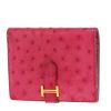 Hermès  Bearn wallet  in pink ostrich leather - 00pp thumbnail