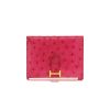 Hermès  Bearn wallet  in pink ostrich leather - 360 thumbnail