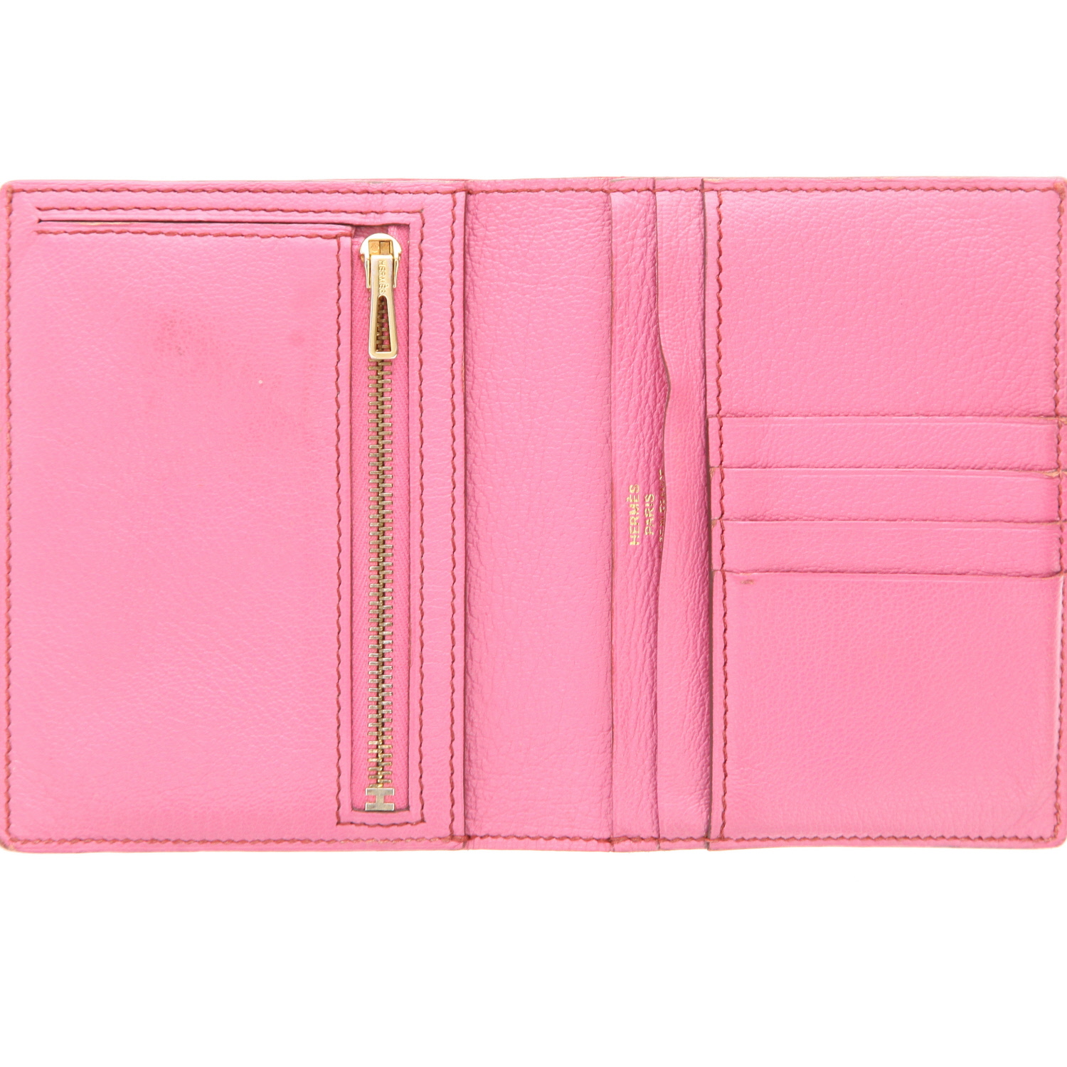 Hermès  Bearn wallet  in pink ostrich leather - Detail D3
