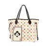 Sac cabas Louis Vuitton  Neverfull en toile damier blanche et multicolore et cuir noir - 360 thumbnail