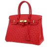 Bolso de mano Hermès  Birkin 30 cm en avestruz rojo - 00pp thumbnail