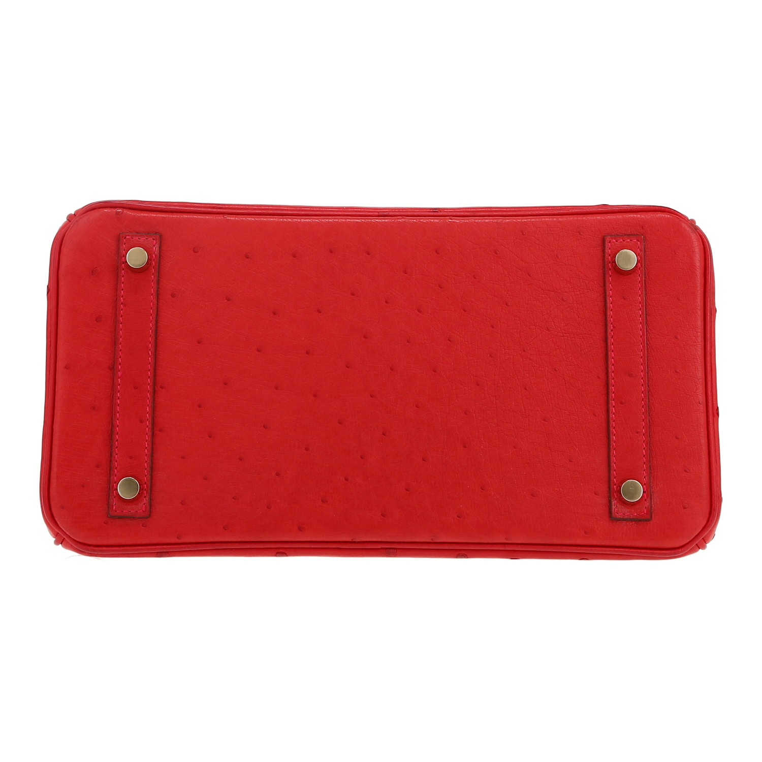 Sac à main Hermès  Birkin 30 cm en autruche rouge - Detail D1