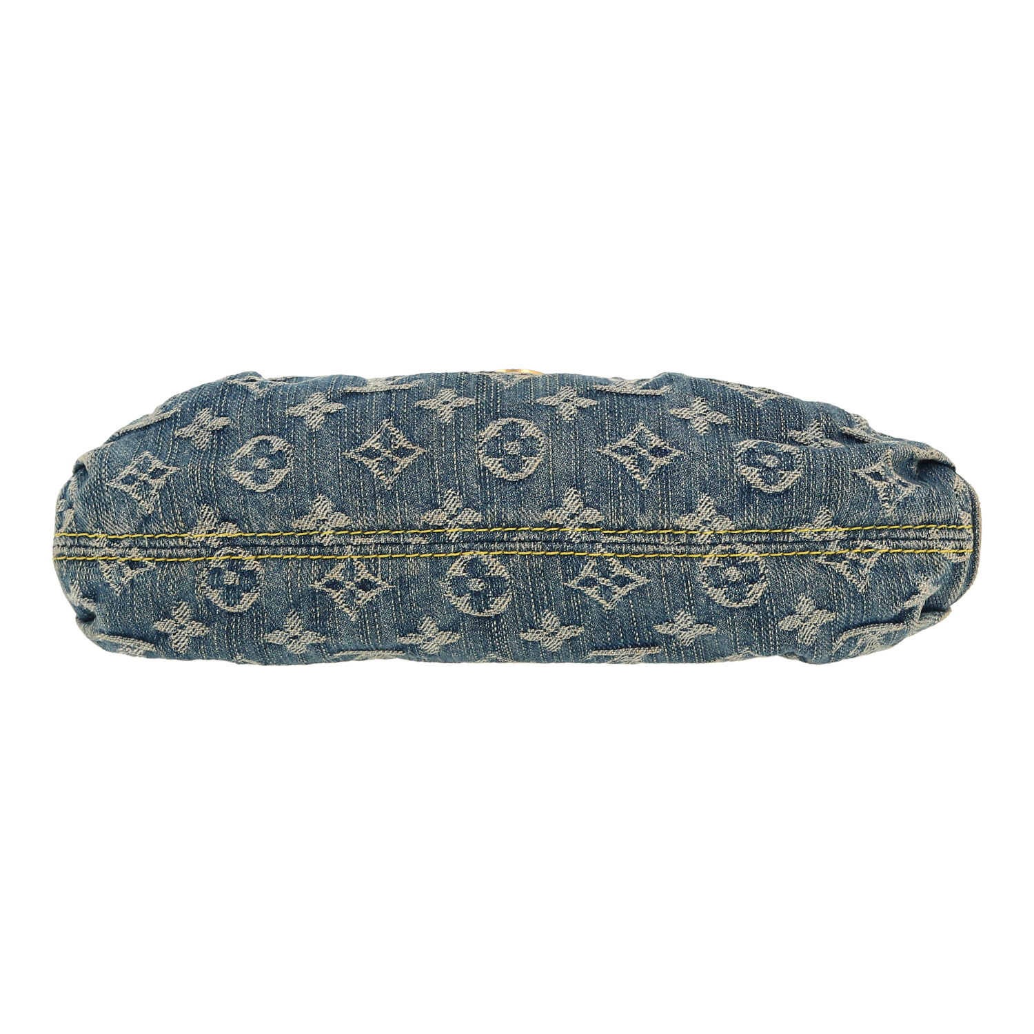 Sac à main Louis Vuitton  Pleaty en toile denim monogrammée bleue et cuir naturel - Detail D1