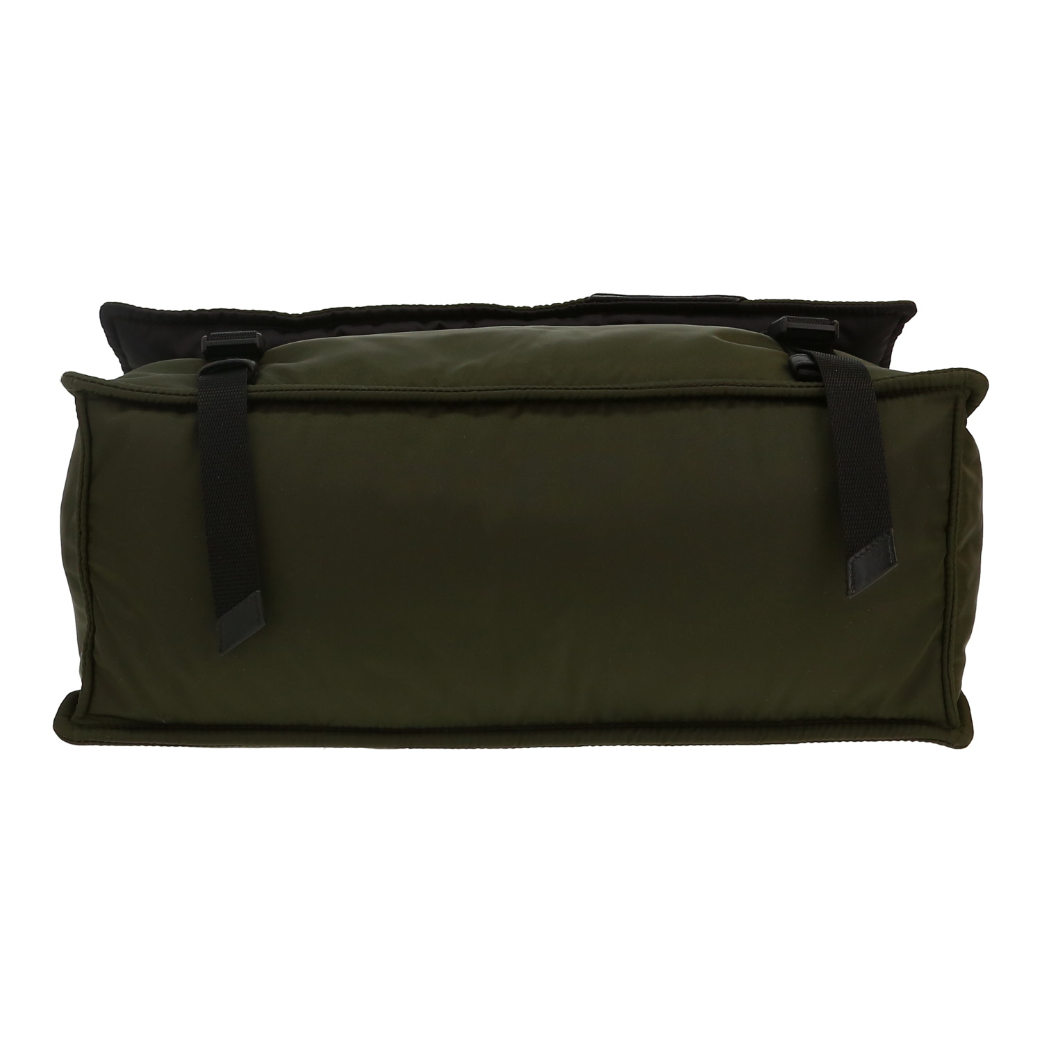 Sac bandoulière Prada   en toile vert-kaki et cuir noir - Detail D1