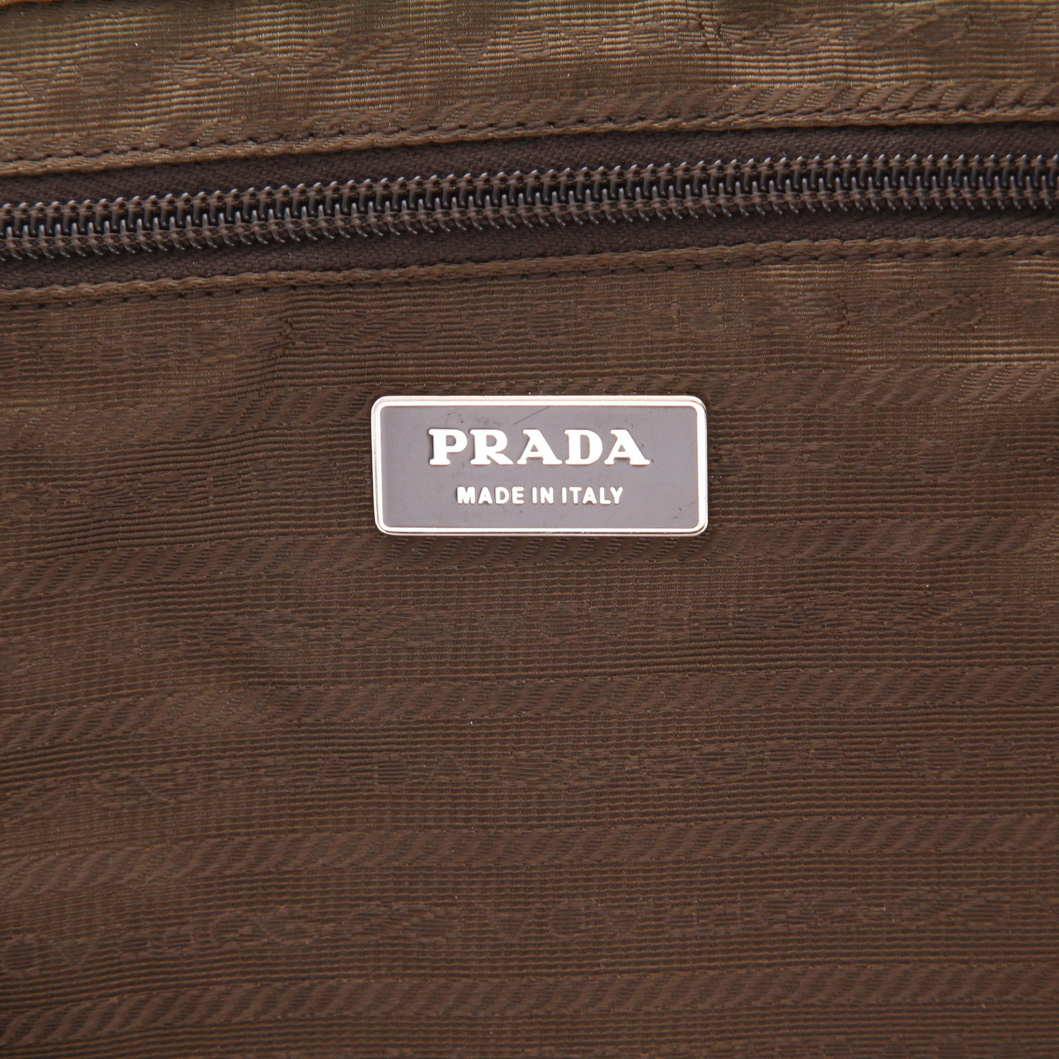 Sac à dos Prada   en toile marron et cuir marron - Detail D2