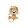 Van Cleef 
Arpels Lion Ebouriffé small model 1970's brooch in yellow gold, platinium, diamonds and emerald - 00pp thumbnail