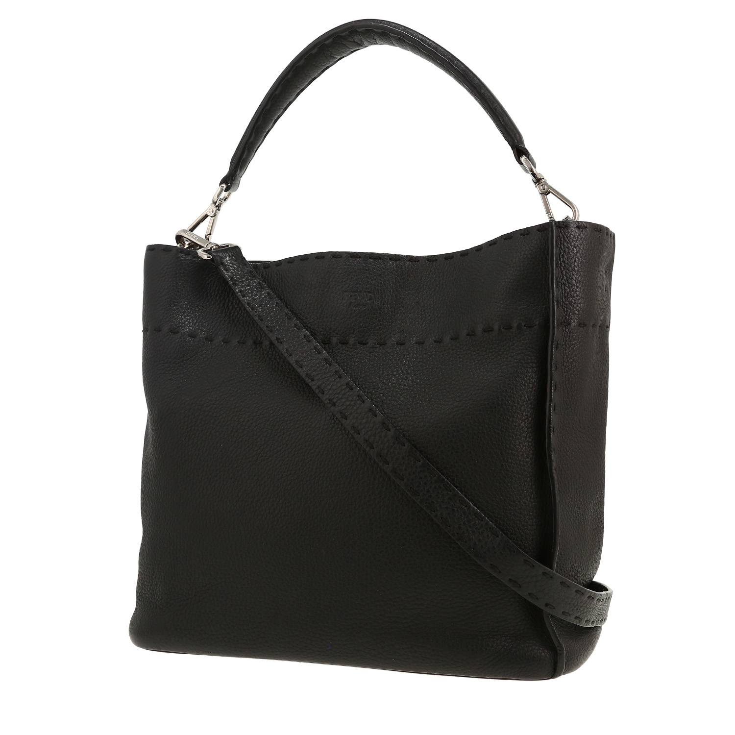 Bolso de mano Fendi Anna en cuero granulado negro - 00pp