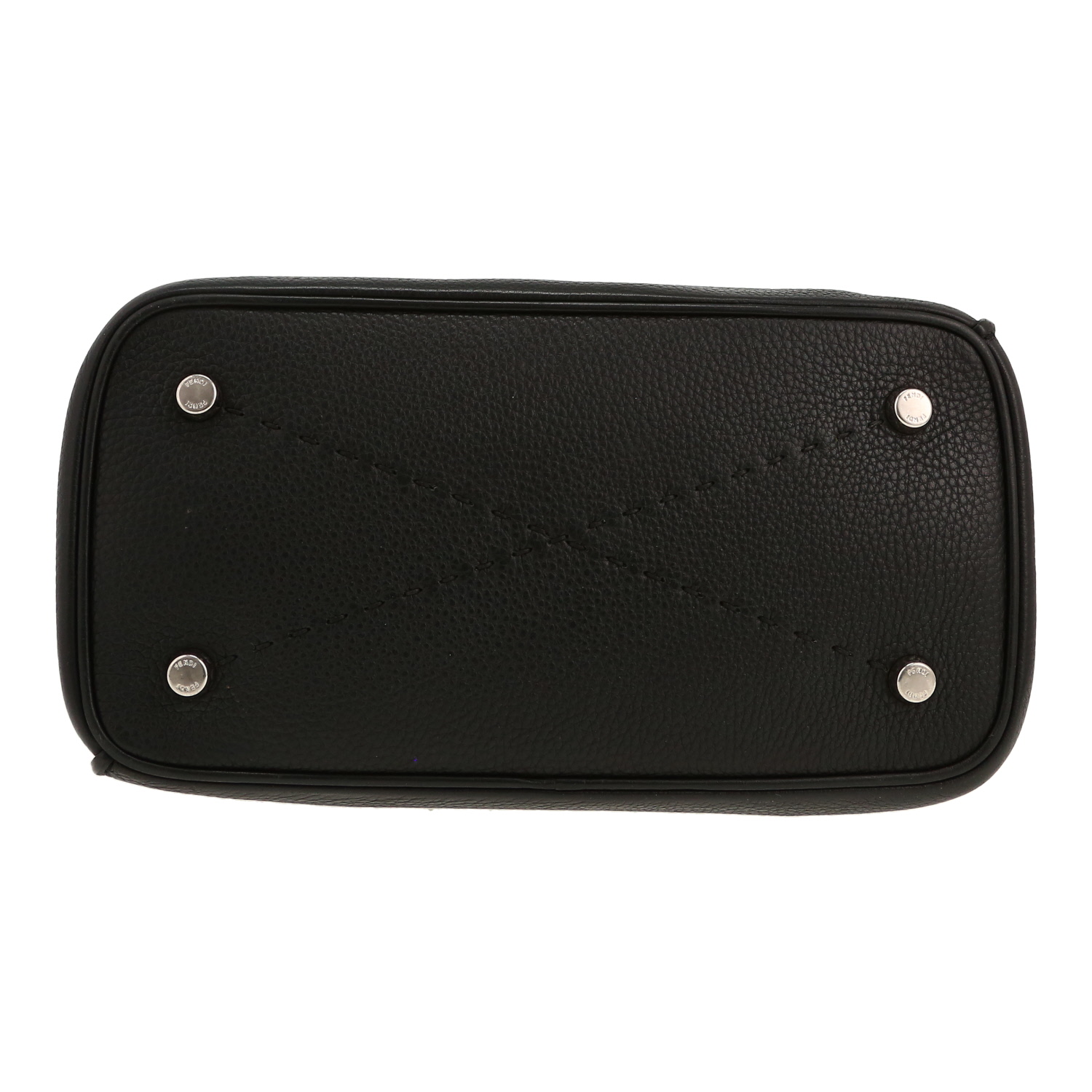 Fendi Anna handbag in black grained leather - Detail D1