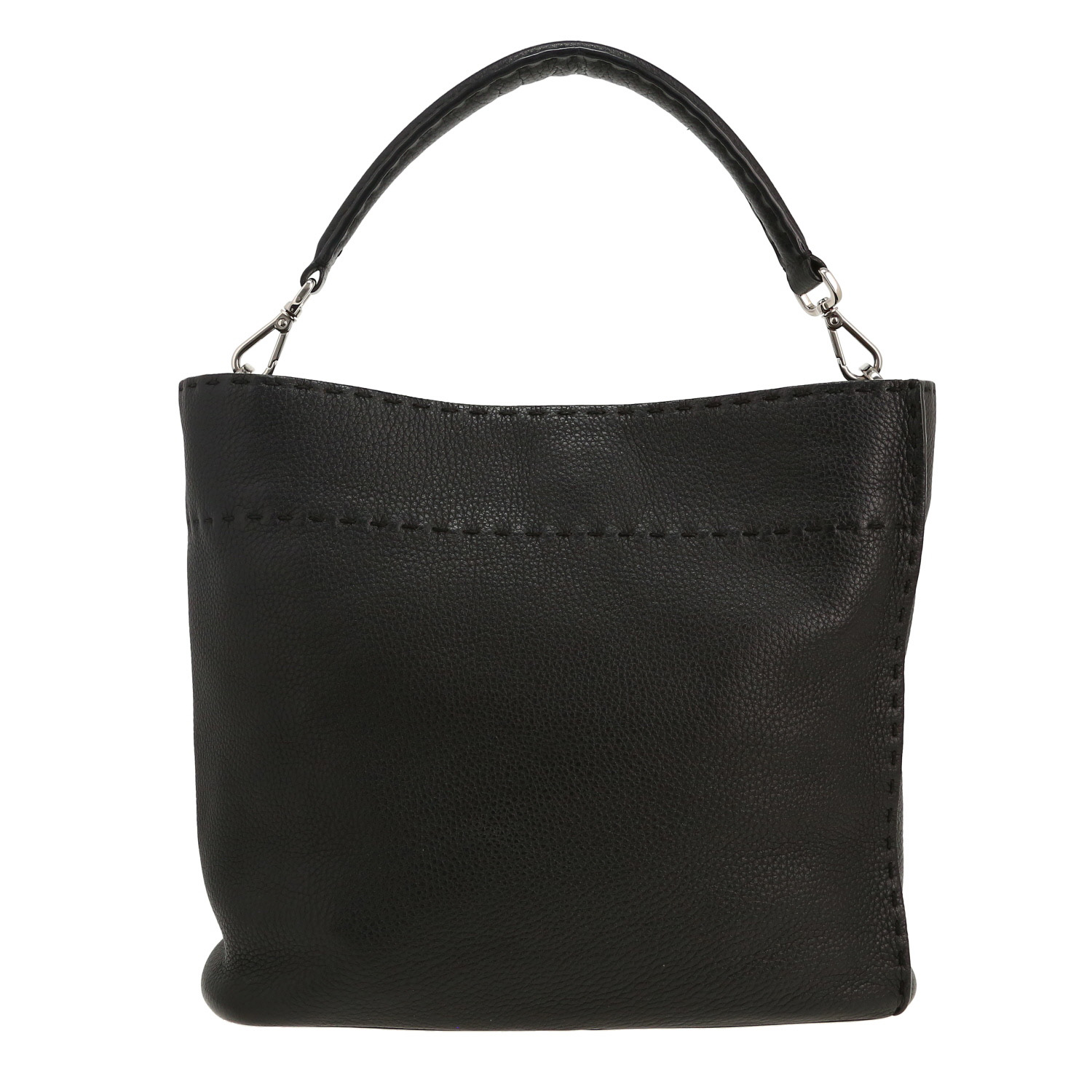 Fendi Anna handbag in black grained leather - Detail D4