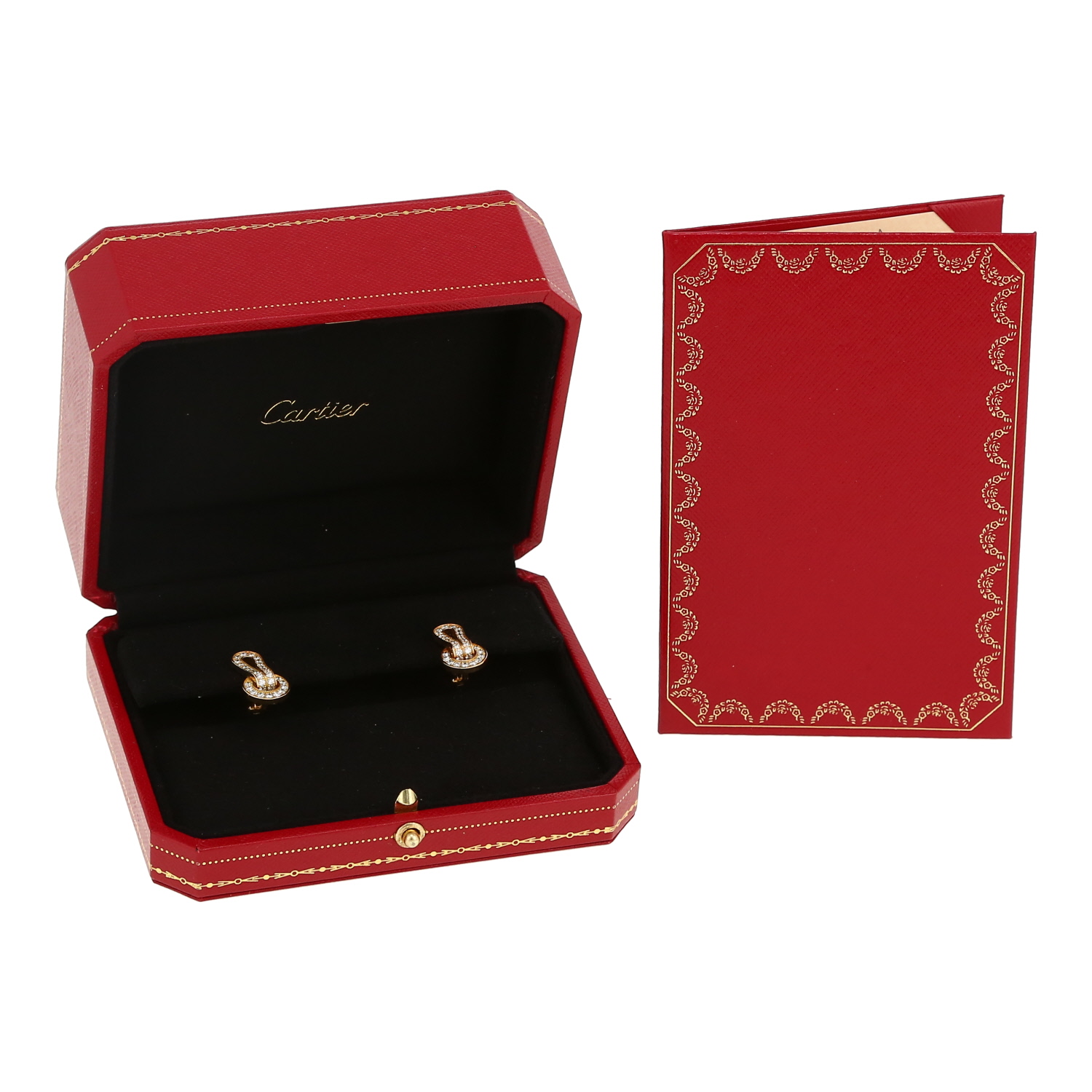 Paire de boucles d'oreilles Cartier Agrafe en or jaune et diamants - Detail D2