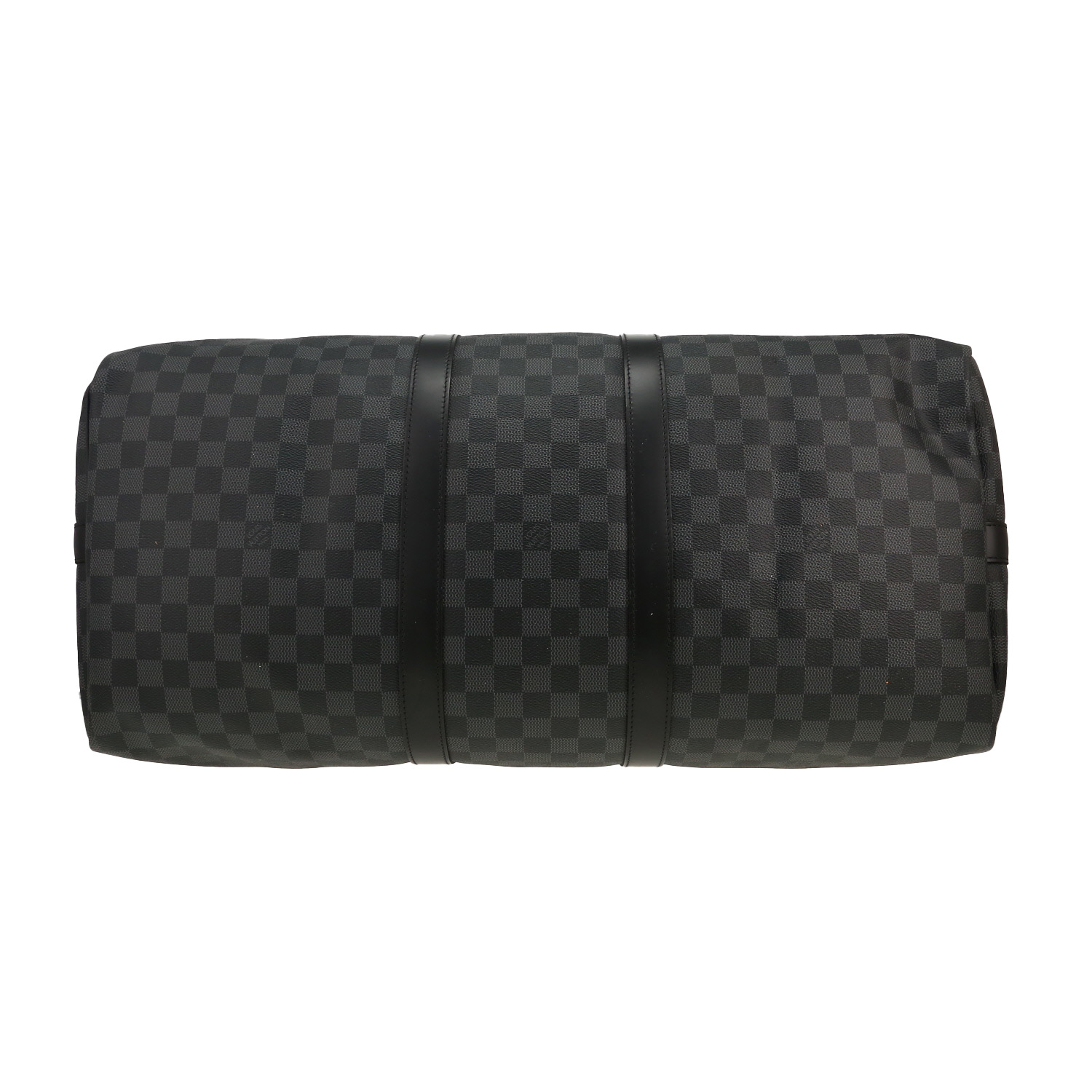Sac de voyage Louis Vuitton  Keepall 55 en toile damier gris Graphite et cuir noir - Detail D1