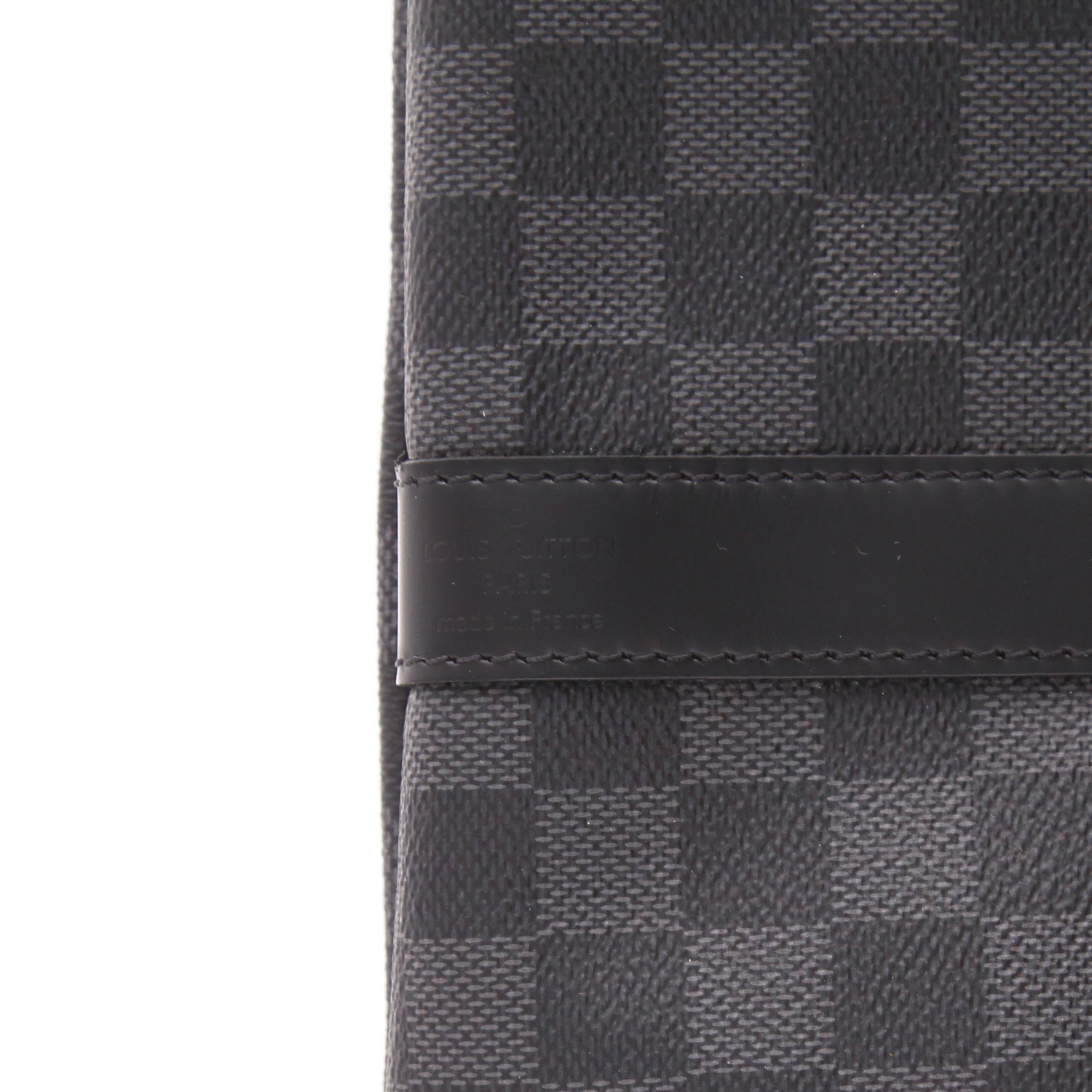 Sac de voyage Louis Vuitton  Keepall 55 en toile damier gris Graphite et cuir noir - Detail D2