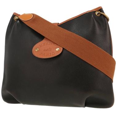 Sac à main Hermès   en cuir bicolore noir et gold