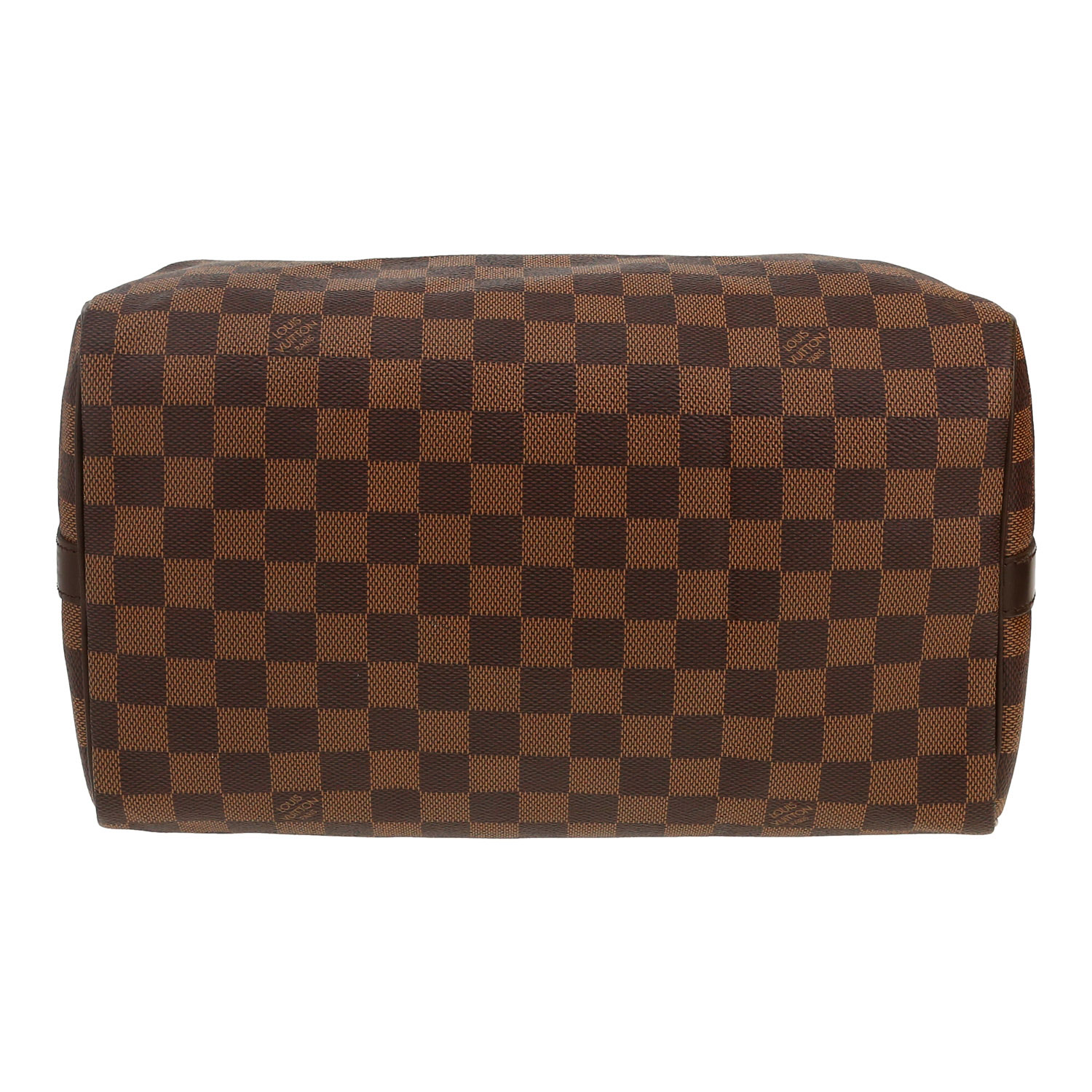 Borsa a tracolla Louis Vuitton  Speedy 30 in tela cerata con motivo a scacchi ebano e pelle marrone - Detail D1