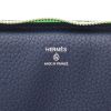 Borsa portadocumenti Hermès   in pelle taurillon clemence blu indaco e tela verde - Detail D2 thumbnail