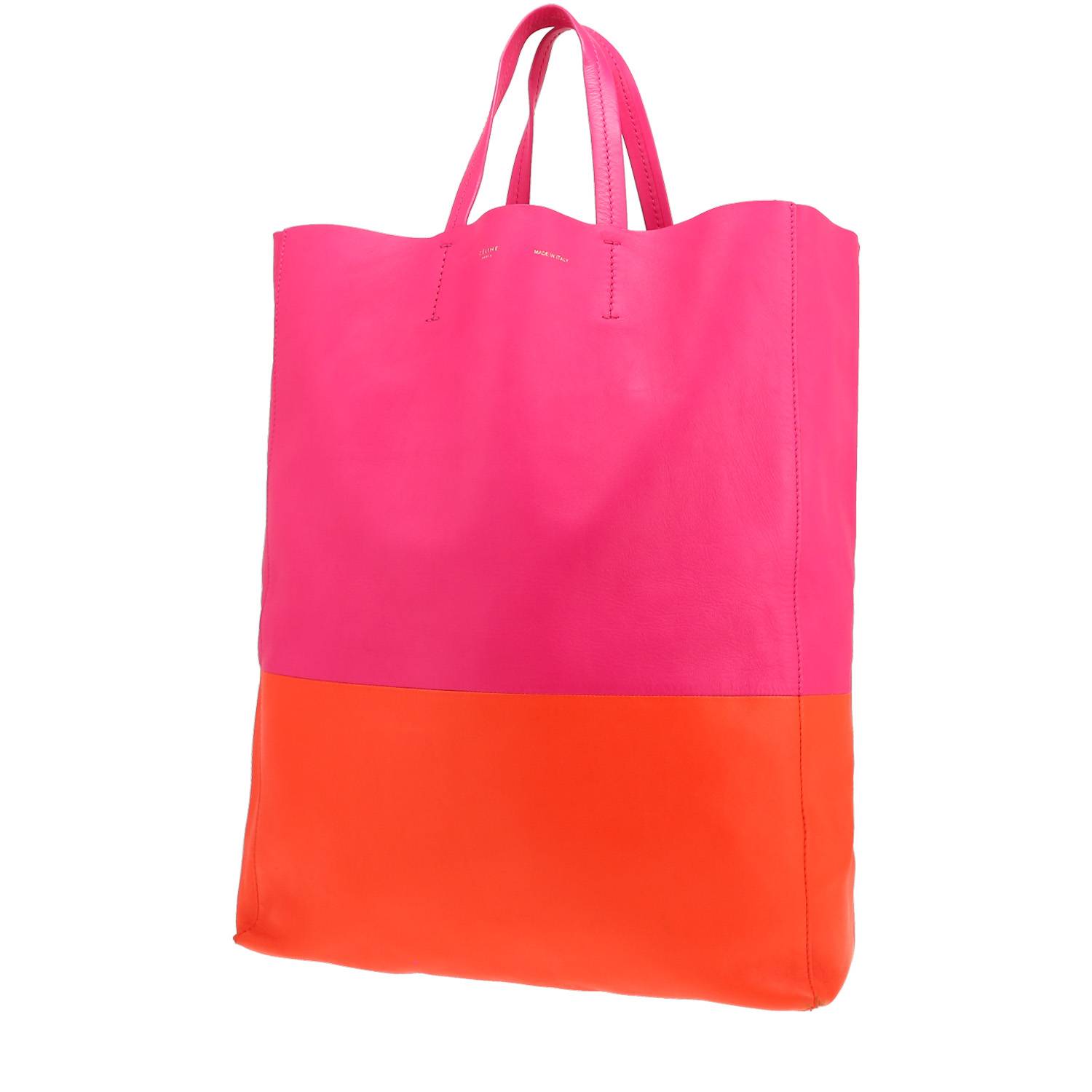 Celine Vertical shopping bag in pink and orange bicolor leather