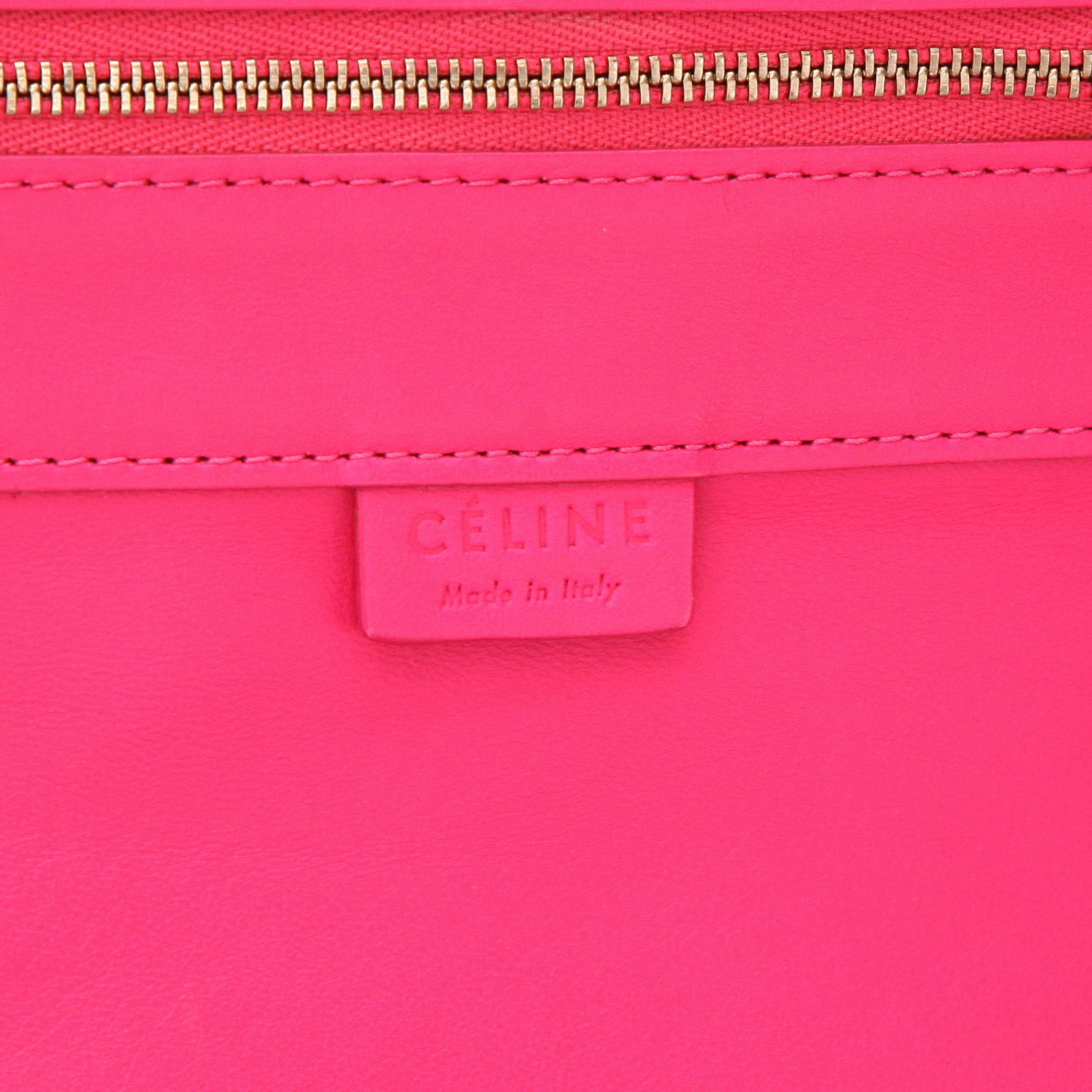 Celine  Vertical shopping bag  in pink and orange bicolor  leather - Detail D2