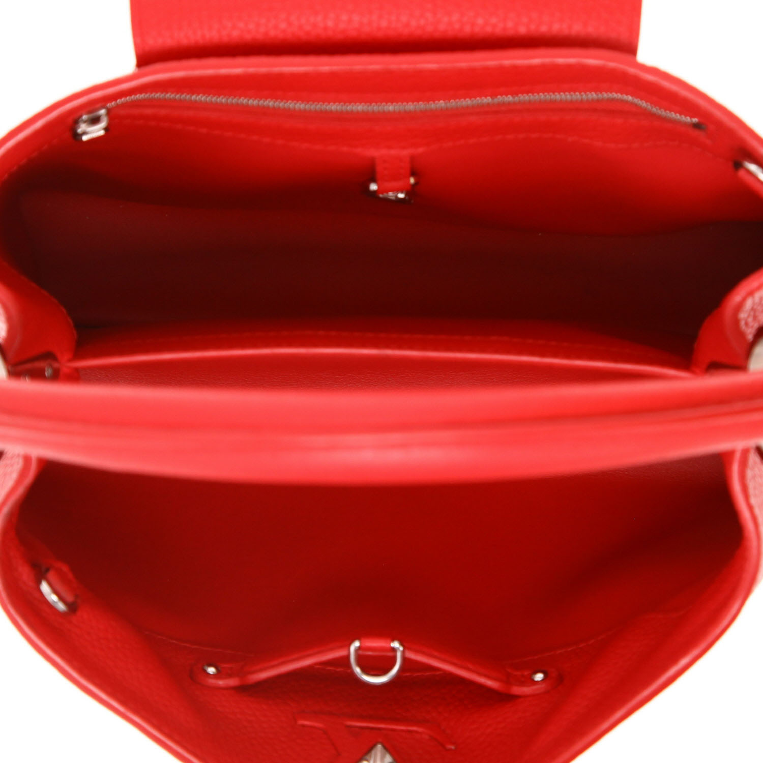 Sac bandoulière Louis Vuitton  Capucines MM en cuir taurillon clémence rouge - Detail D3