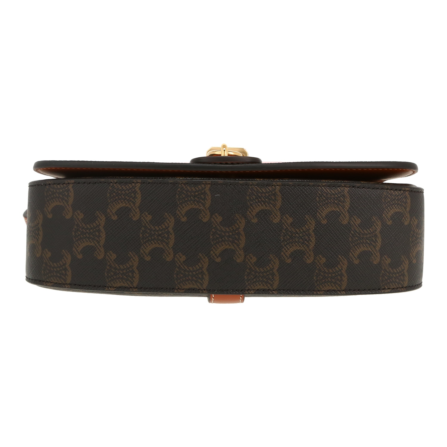 Borsa a spalla Celine  Tabou modello medio  in tela "Triomphe" e pelle marrone - Detail D1