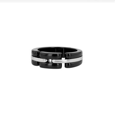 Bague rigide Chanel  en or blanc et céramique noir