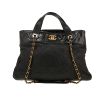 Chanel   shopping bag  in black quilted leather  and patent leather - 360 thumbnail