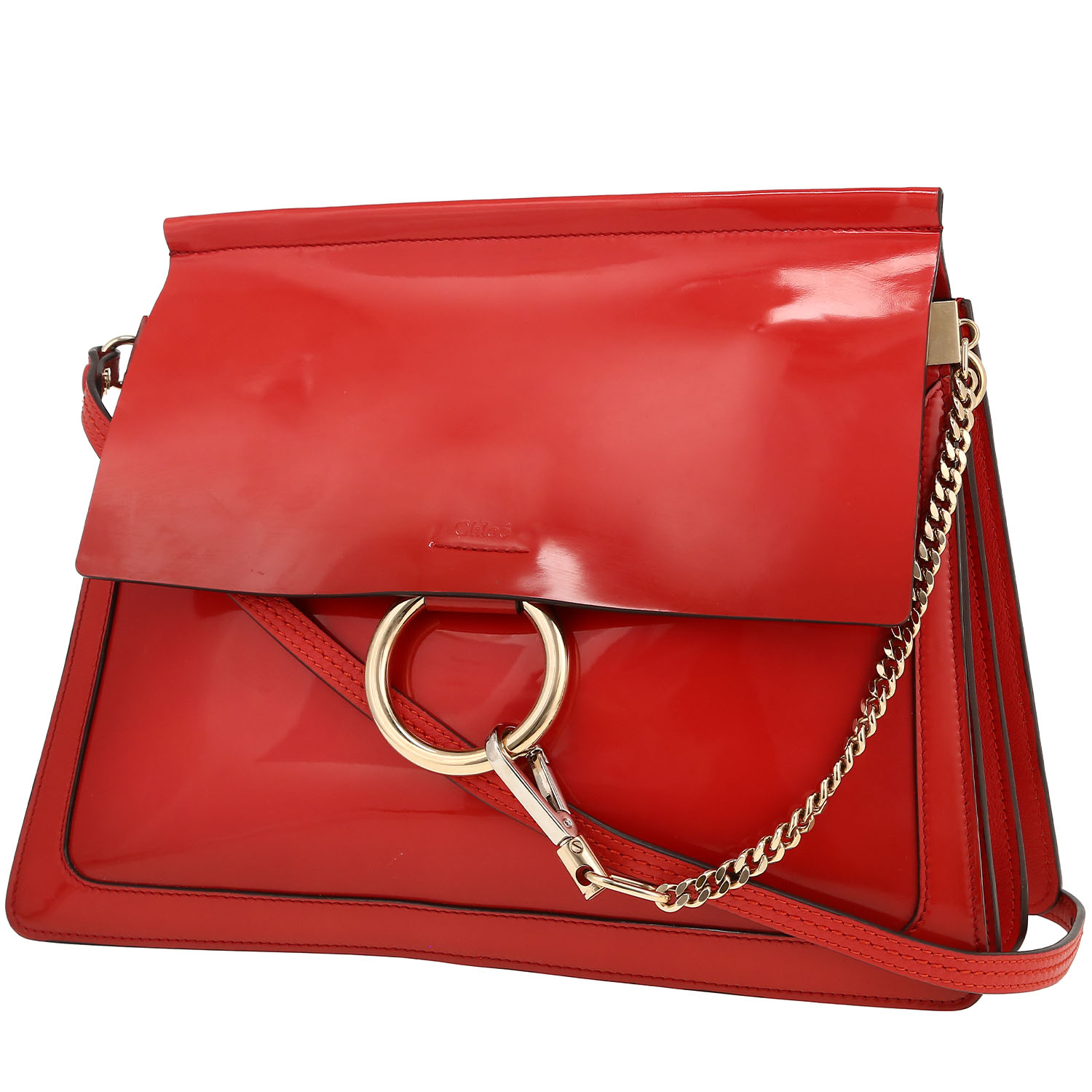Chloé Faye shoulder bag in red patent leather