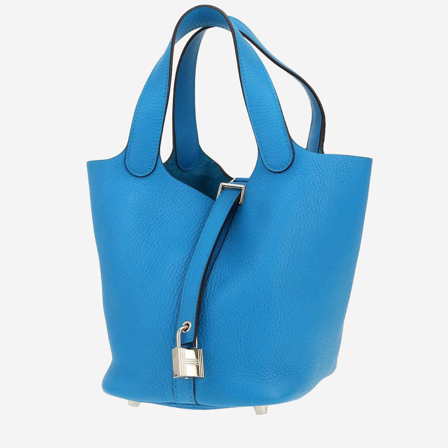 Bolso de mano Hermès  Picotin 18 cm en cuero taurillon clémence azul Zanzíbar