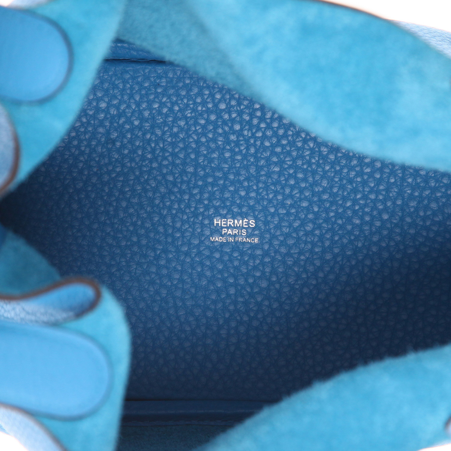 Bolso de mano Hermès  Picotin 18 cm en cuero taurillon clémence azul Zanzíbar - Detail D3