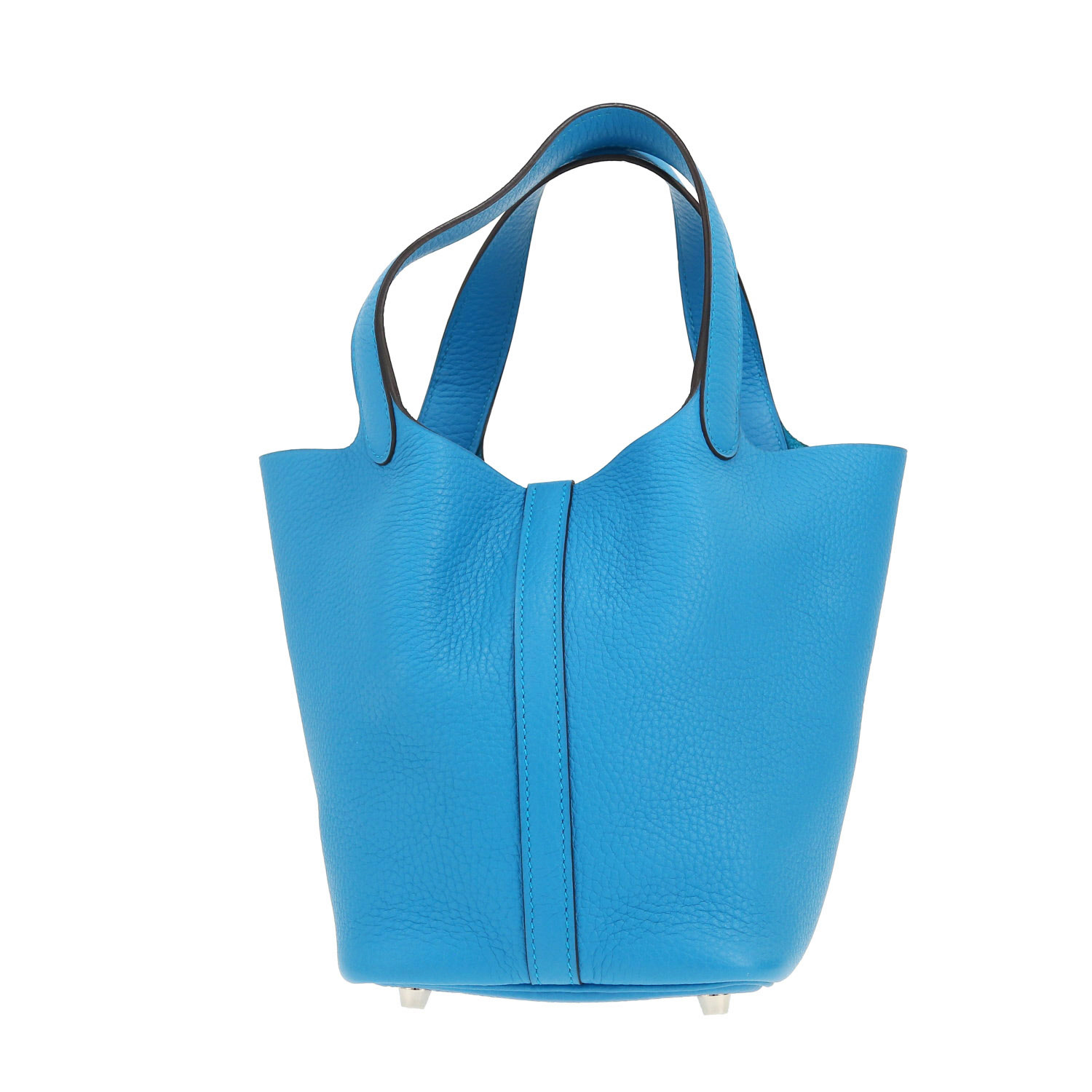 Bolso de mano Hermès  Picotin 18 cm en cuero taurillon clémence azul Zanzíbar - Detail D4