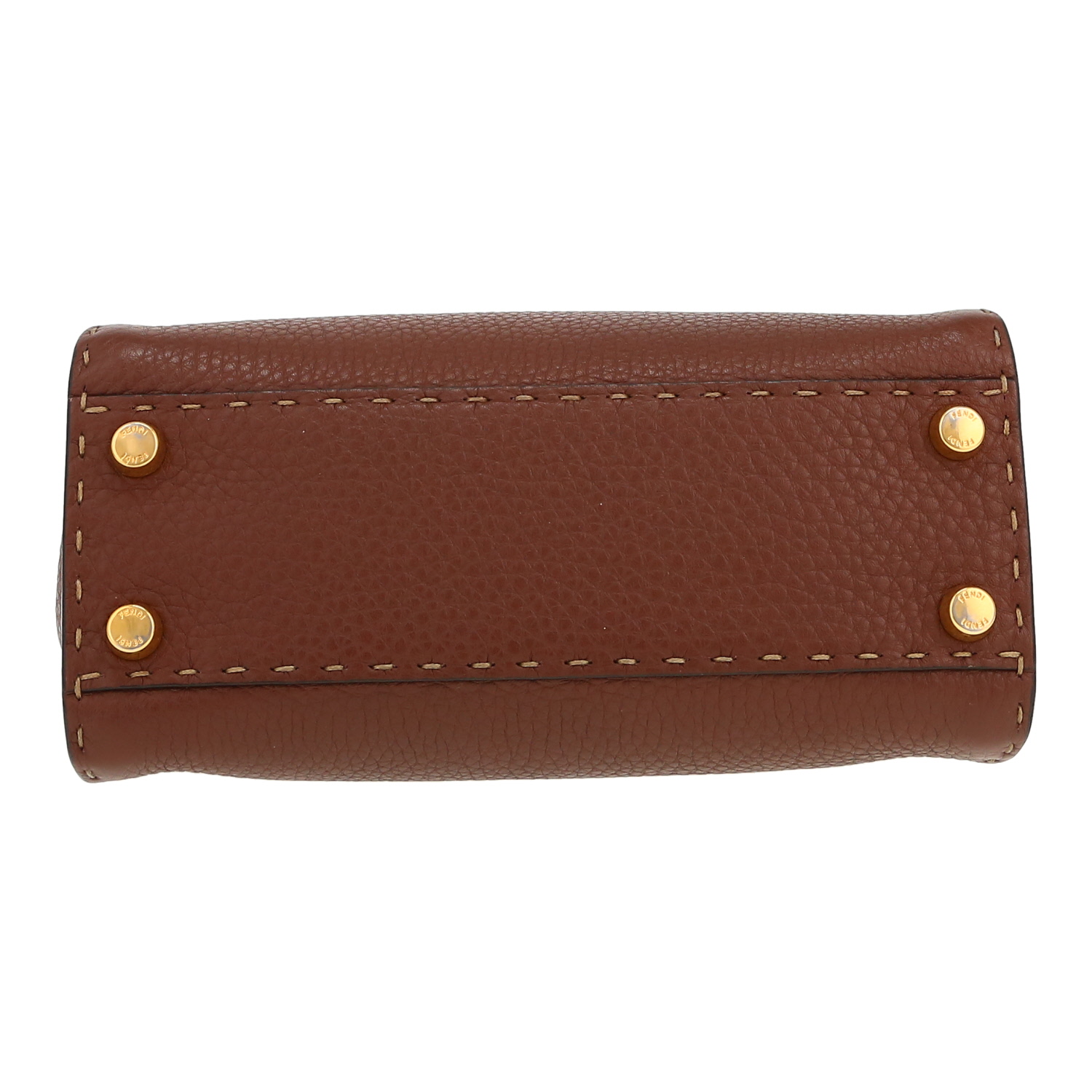 Bolso de mano Fendi  Peekaboo ISeeU en cuero granulado marrón y piel de pitón beige - Detail D1