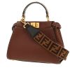 Borsa Fendi  Peekaboo ISeeU in pelle martellata marrone e pitone beige - Detail D4 thumbnail