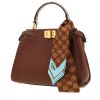 Borsa Fendi  Peekaboo ISeeU in pelle martellata marrone e pitone beige - Detail D5 thumbnail