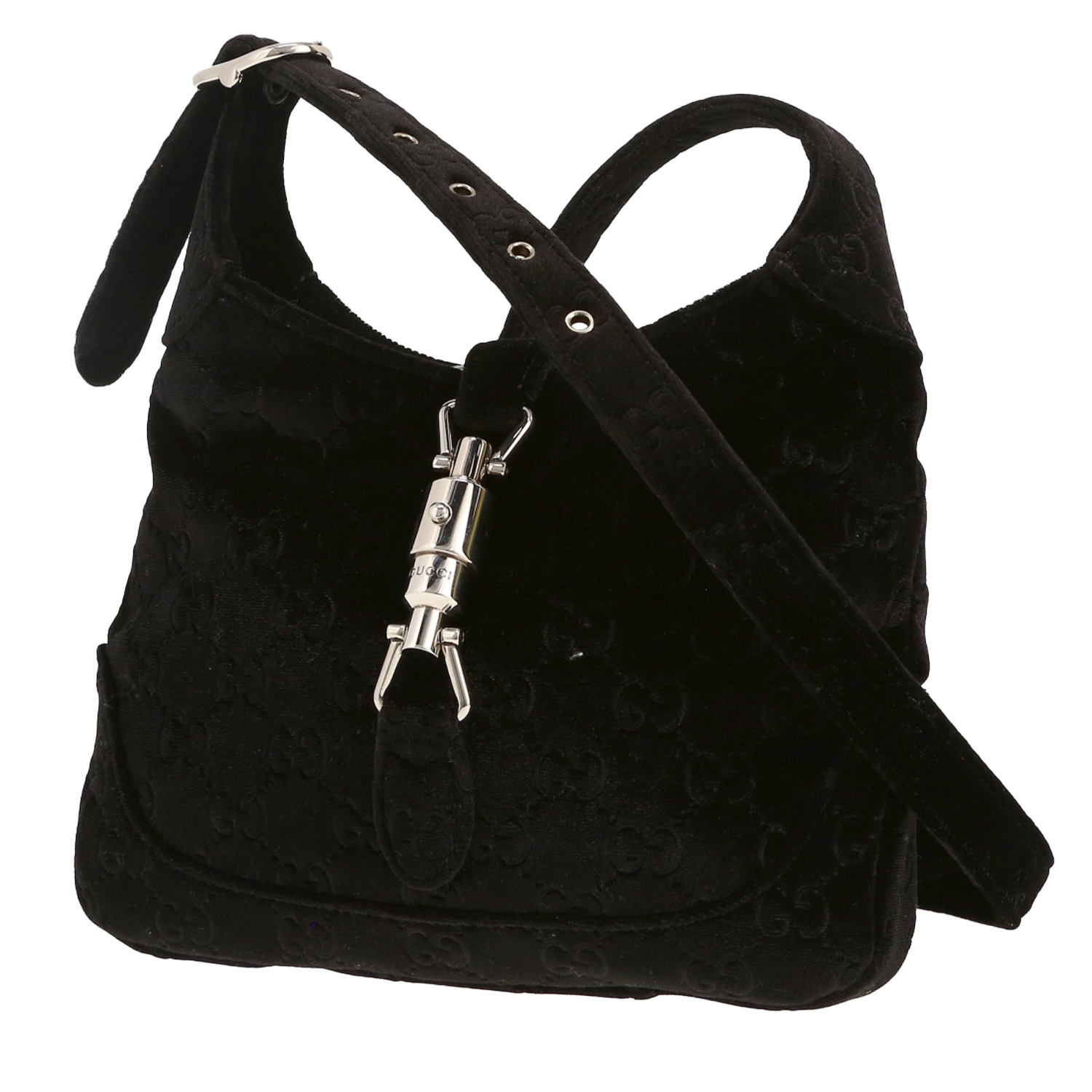 Bolso bandolera Gucci Jackie en terciopelo negro - Detail D5