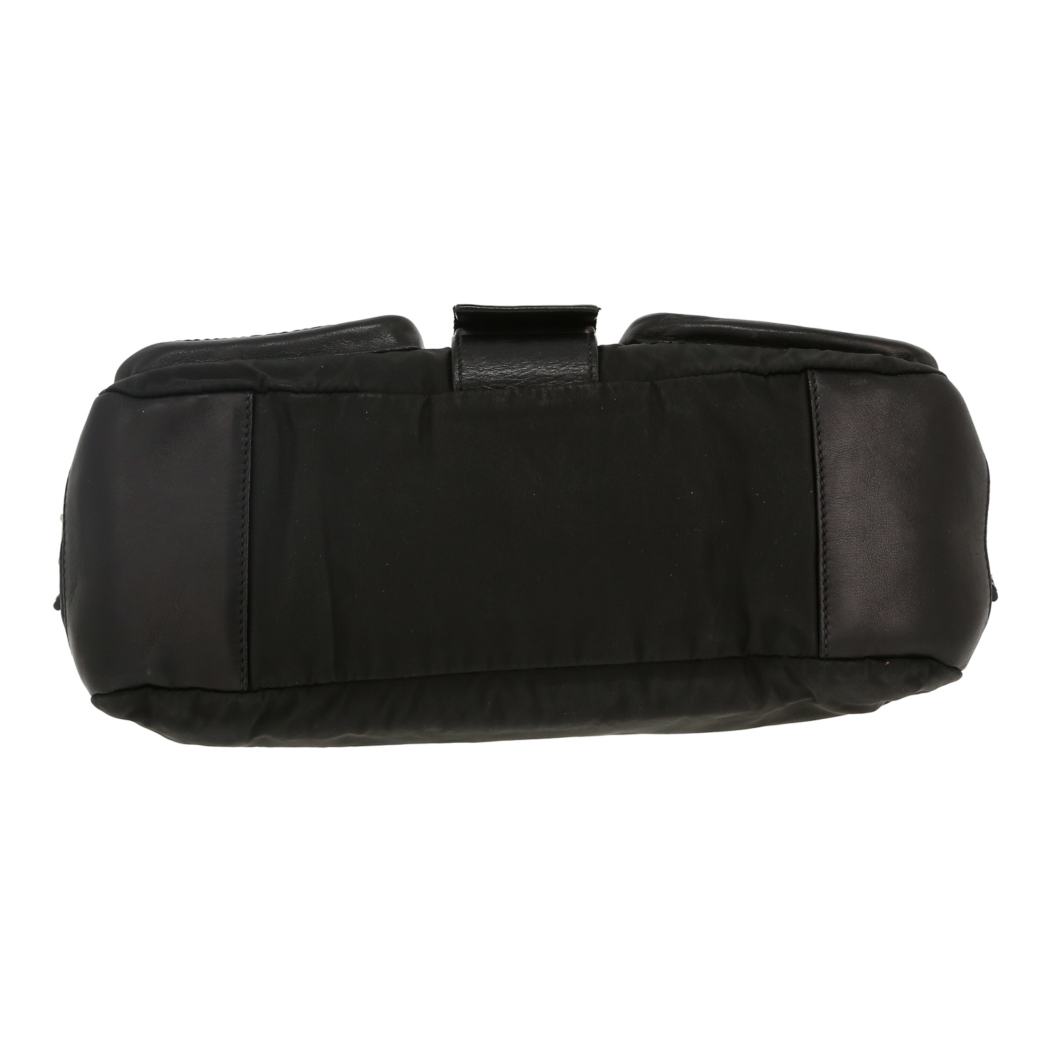 Sac à main Prada  Vintage en toile noire et cuir noir - Detail D1