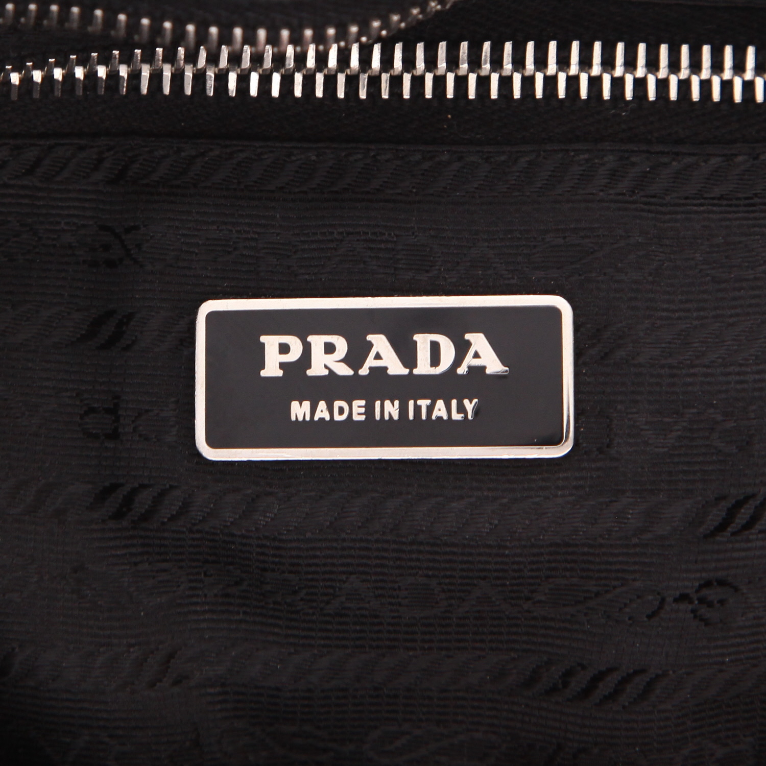 Sac à main Prada  Vintage en toile noire et cuir noir - Detail D2