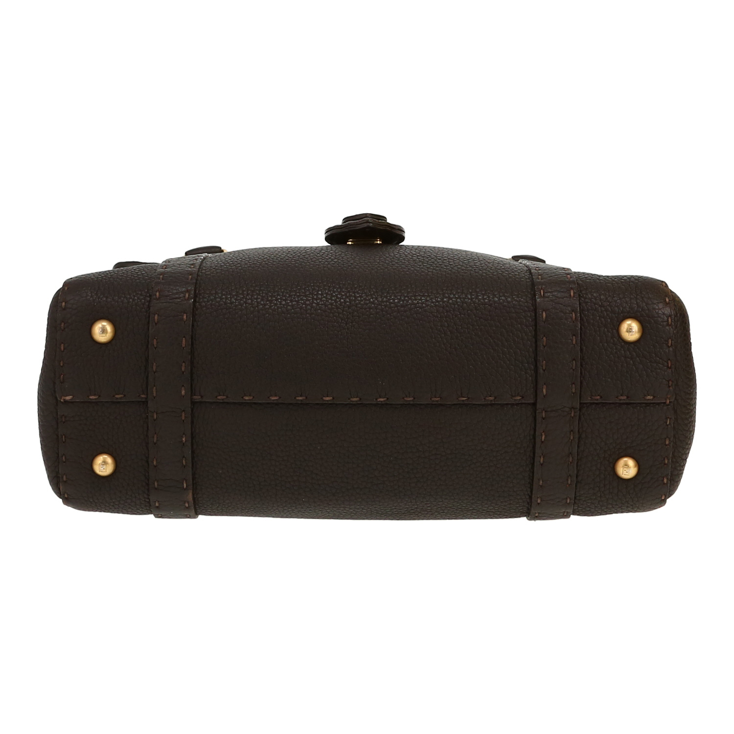 Bolso de mano Fendi  Selleria en cuero granulado marrón - Detail D1