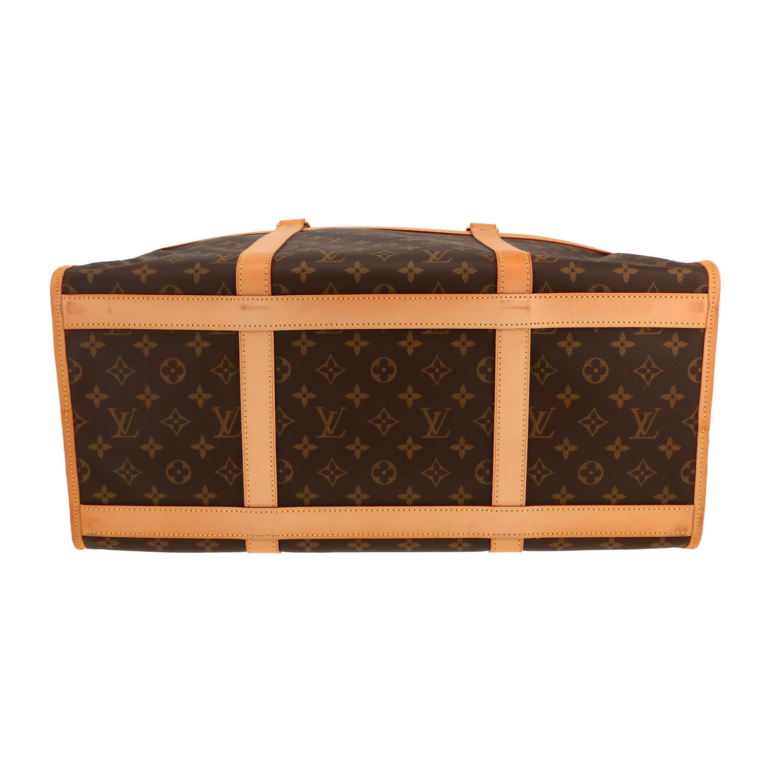 Louis Vuitton travel bag  Dog 50 bag in brown Monogram canvas and natural leather - Detail D1